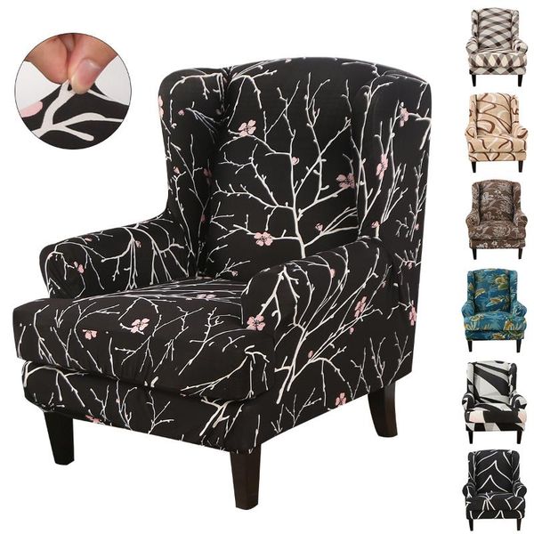 

chair covers europe sloping arm king back cover elastic armchair wingback wing sofa stretch protector print d30
