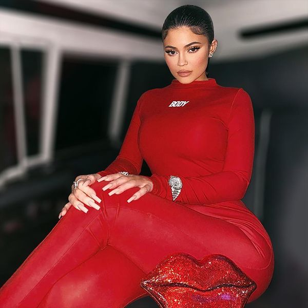 

[shesrim] kylie jenner red womenpant long sleeve round neck fashion designer ladies two piece high fork one bodysuit tight, White