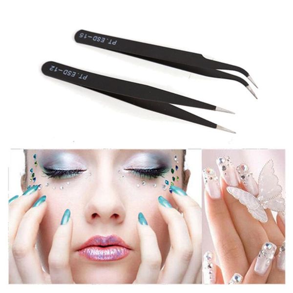 

nail art kits 2pcs reverse tweezers colorful acrylics shaping straight elbow design stainless steel tools
