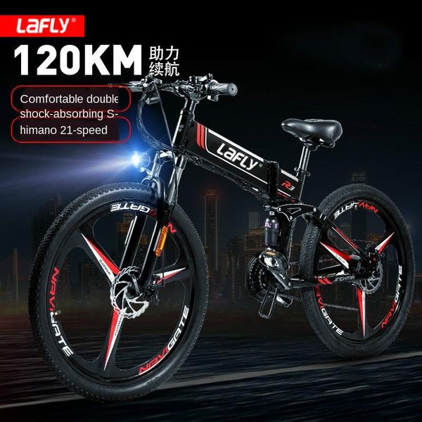 

electric bicycle lafly x-3 national standard folding 48v lithium assisted mountain bike variable speed 26inch ebike, Silver;blue