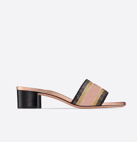 

21s wholesale summer dway slides women's sandals embroidery d-straps slipper chunky heels comfort beach flop flip fashion outdoor genui, Black