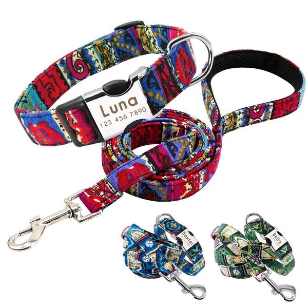 

dog collars & leashes custom leash set personalized pet tag engraved nameplate id tags adjustable nylon puppy rveb