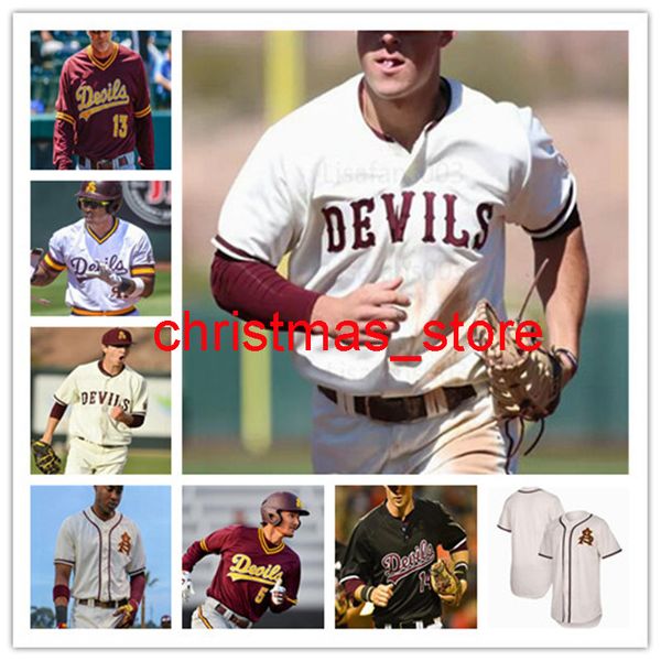 College 35 Kelly 48 Brian Kalmer 46 Nathan Baez 38 Seth Nager 37 Alex Helmin State Sun Devils Baseball ASU Maglia da uomo