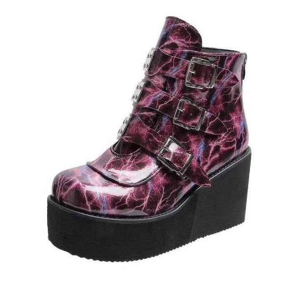 

boots shoes thick sole slope and 2021 heel fashion, Black