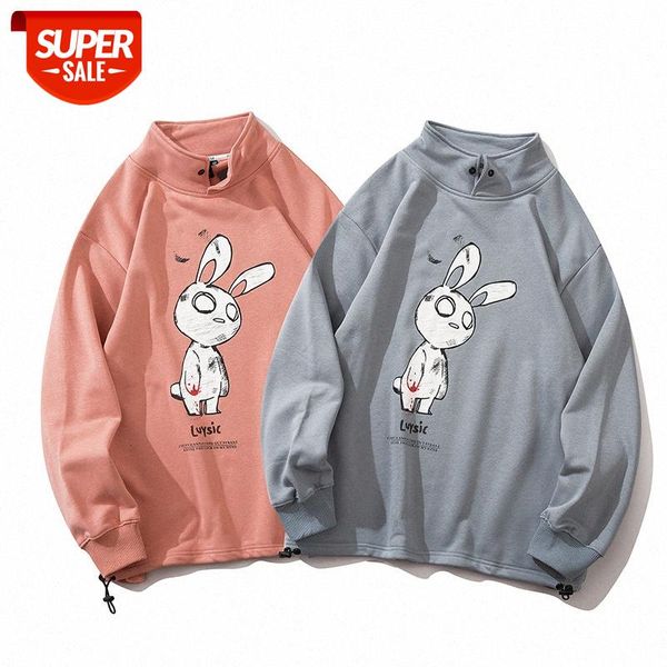 

casual fashion men's hip-hop street loose sweater print collar shirt pullover long sleeve men #ur79, Black