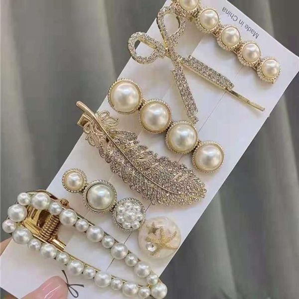 

hair clips & barrettes korean style women jewerly clip hairwear accessories multiple shape set, Golden;silver