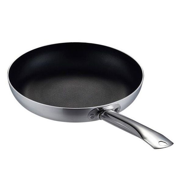 

pans 28cm frying pan high-performance skillet with sleek metallic exterior, stainless steel suitable for all hob types