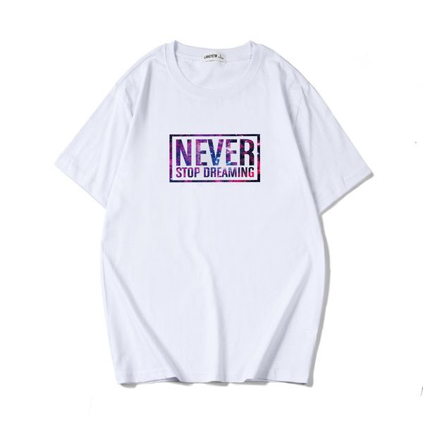 

t shirt summer men's short sleeve trend printing young students loose cotton round neck men, White;black