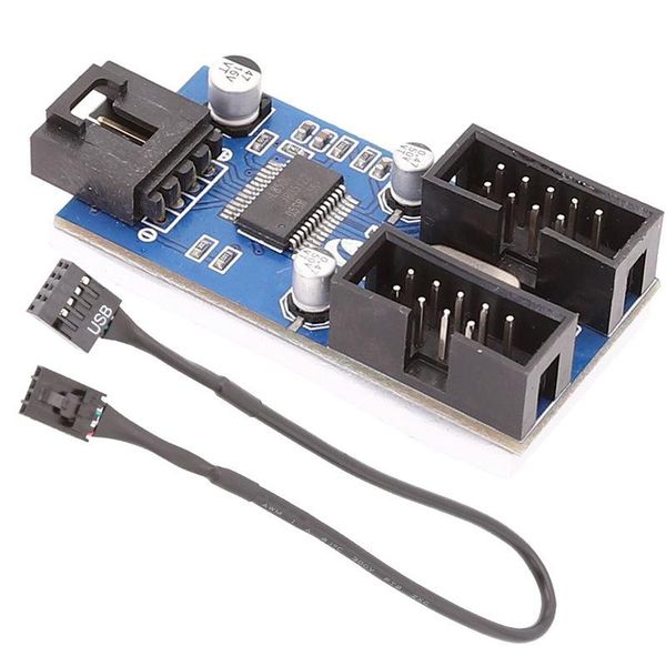 

fans & coolings computer motherboard 9-pin usb multiplier 4-port male socket 9pin female 1 drag 2 splitter one point two expansion card
