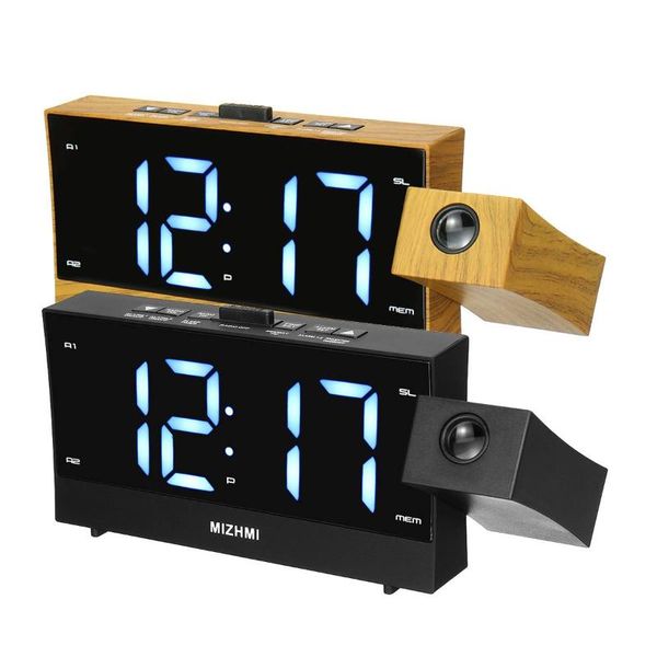 

alarm clock adjustable large screen mirror projection digital snooze night temperature display usb charging fm radio other clocks & accessor