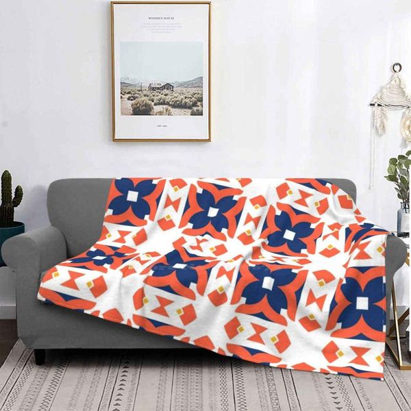 

blankets blue orange vintage pattern trend style funny fashion soft throw blanket luxury patterned imagination crotchet