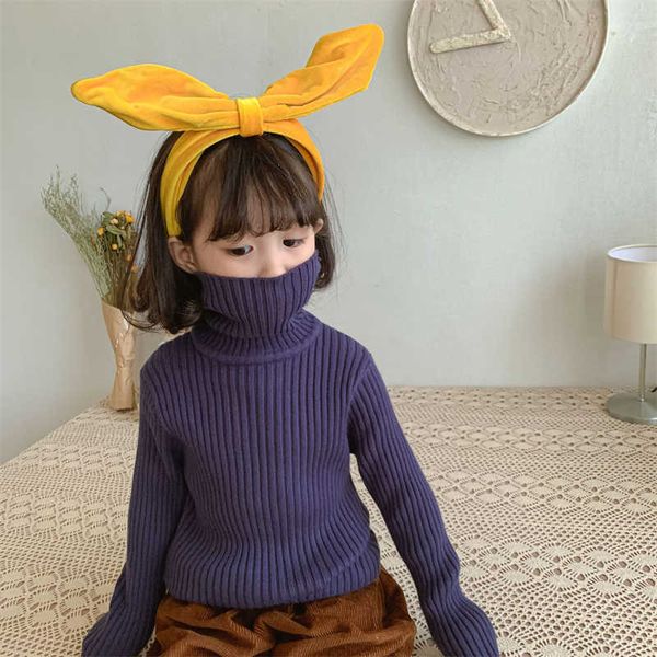 

girls sweater kids coat outwear 2021 turtleneck plus velvet thicken warm winter autumn knitting cottonÂ cardigan children's y1024, Blue