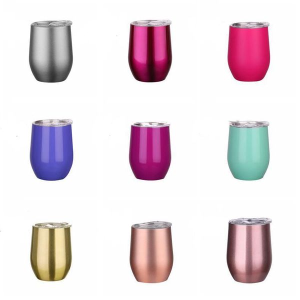 

12oz mugs stainless steel tumbler with lid egg shape wine glasses vacuum water bottle drinkware lyx13