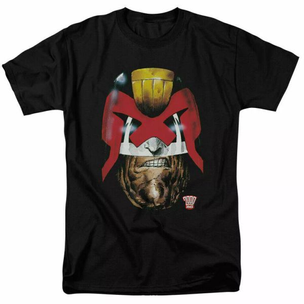 

Judge Dredd Head Logo T Shirt Licensed Comic Book Tee Black, White;black