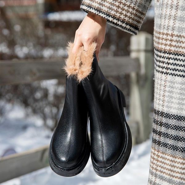 

boots 2021 autumn fashion european and american style leather all-match essential items, Black