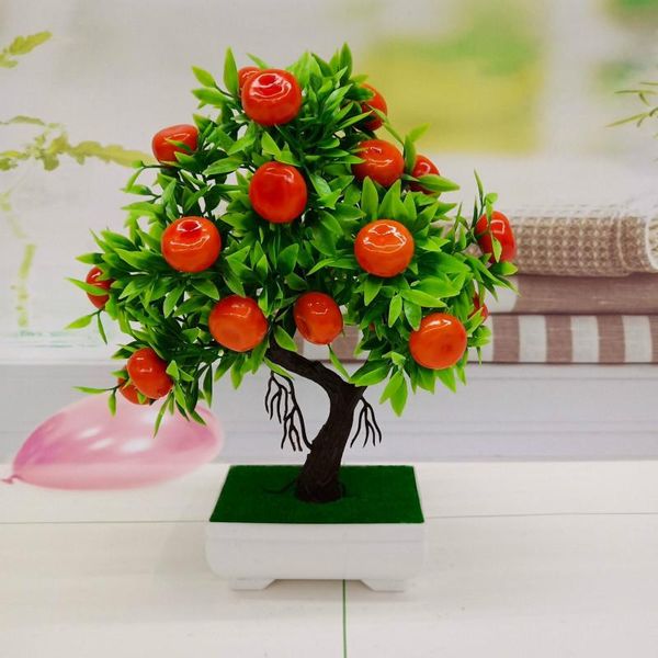 

bonsai artificial plants mandarin orange blooming fruit tree potted for home garden wedding decoration fake plant craft supplies decorative