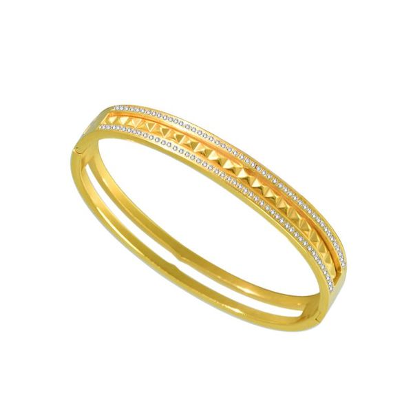 

bangle fashion woman crystal bracelet gold plated open bangles pulseras mujer bridal jewelry gift customized designer, Black