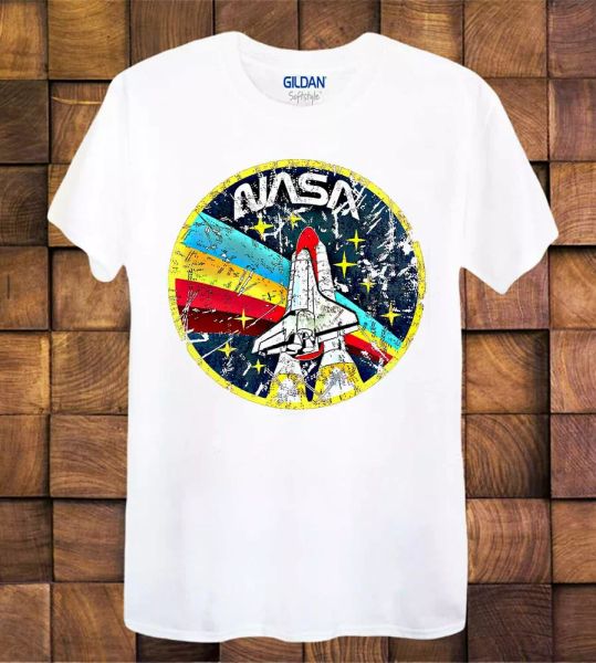 

nasa distressed logo space agency tee retro cool ladies tee 685, White;black
