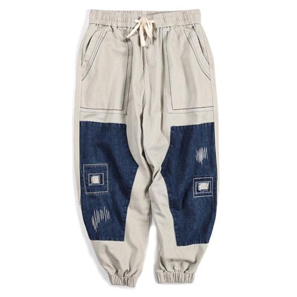 

men's jeans aelfric eden hip hop patchwork print cargo denim streetwear ripped harajuku pant man oversized loose joggers men trousers 7, Blue