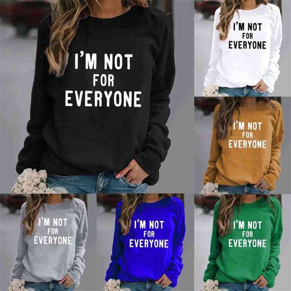 

2021 new simple letter printed long sleeve sweater women's t-shirt top, Black