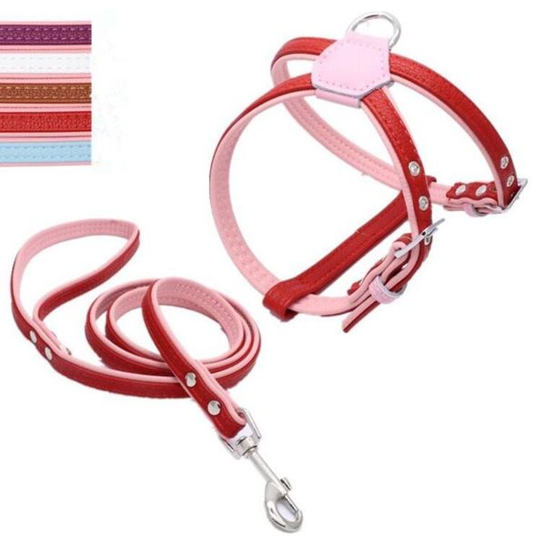 

dog collars & leashes step-in harness and leads leash soft pu leather for small medium dogs puppy