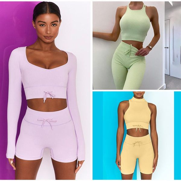 

yoga outfit women workout set fitness sports suits vest bra shorts hip raise high waist leggings skinny running