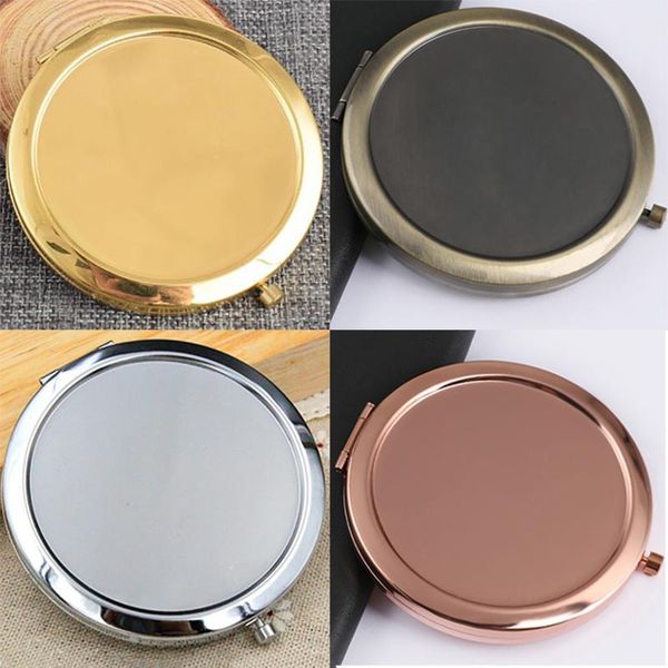 

jewelry pouches, bags 70mm portable makeup mirrors metal blank round compact mirror rose gold/silver/bronze/gold for diy girl's women c, Pink;blue
