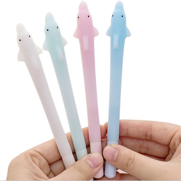 

gel pens 1 pcs cute dolphin soft pen 0.35mm black ink office stationery kawaii student neutral signature school supplies