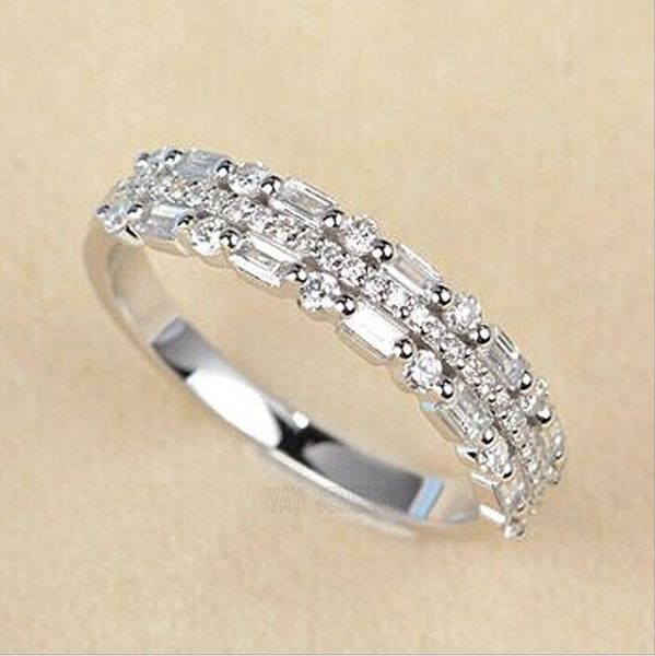 

wedding rings trendy jewelry engagement three layers clear cubic zircon party bride, Slivery;golden