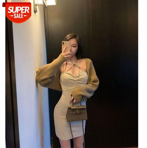 

pin cross-wrapped chest thick stretch dress female temperament goddess fan slim suspender skirt short #kp2t, White;black