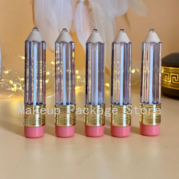 

storage bottles & jars 100pcs 5ml lip gloss tube container clear tubes pencil shape lipstick refillable empty lipgloss packing