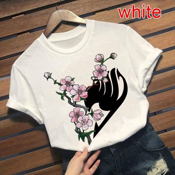 

fairy tail anime short sleeve mens casual printing japanese friends, White;black