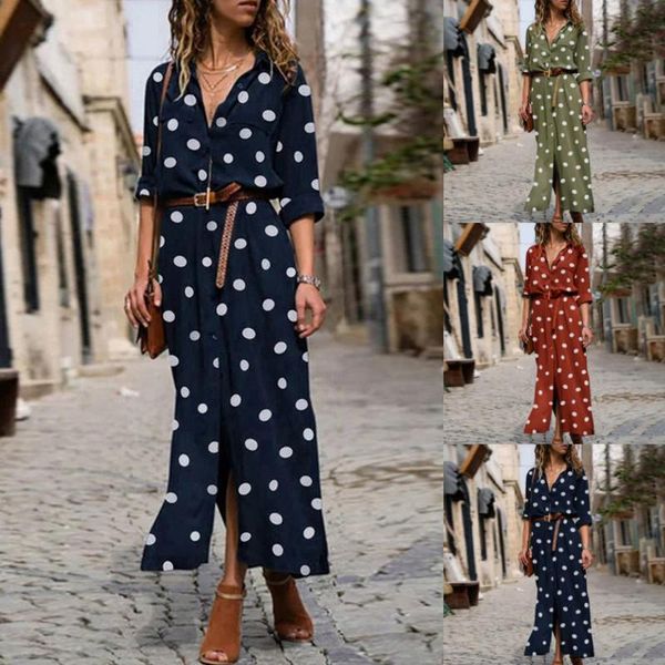 

casual dresses dress womens daily a line v neck dot button full sleeve soild long women split, Black;gray