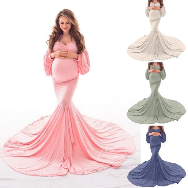 

dress women pregnants pography props off shoulder long maternity robe femme clothes for pregnant vestidos dresses, White