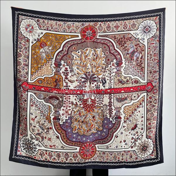 

pure mulberry-silk scarf large square silk foulard satin designer hand rolled shawl wrap 140 scarves, Blue;gray