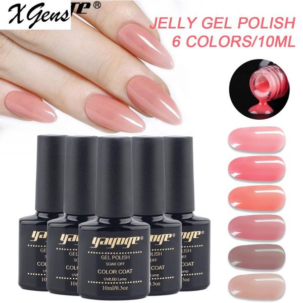 

nail gel xgens 10ml jelly polish 6 colors uv varnish soak off semi permanent for manicure art, Red;pink