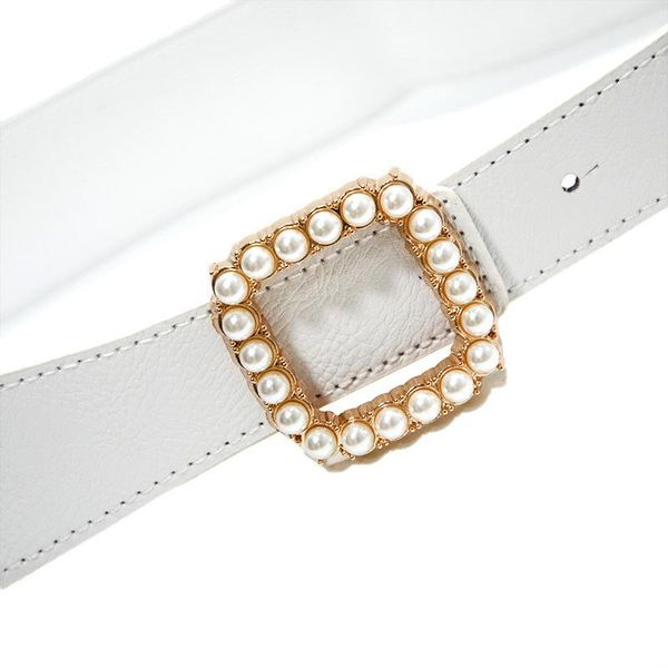 

belts belt women stylish waist ladies narrow elastic pearl button simple seal grade chic easy waistband, Black;brown