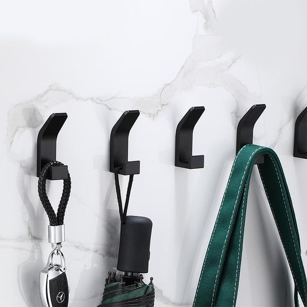 

hooks & rails fashion black white bathroom rack space aluminum thickened durable anti-corrosion punch-wall mounted robe door hanger
