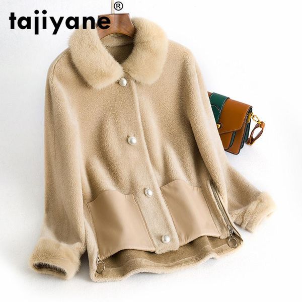 

women's fur & faux mink collar wool jacket autumn winter coat women clothes 2021 real korean vintage sheep shearling zt3496, Black