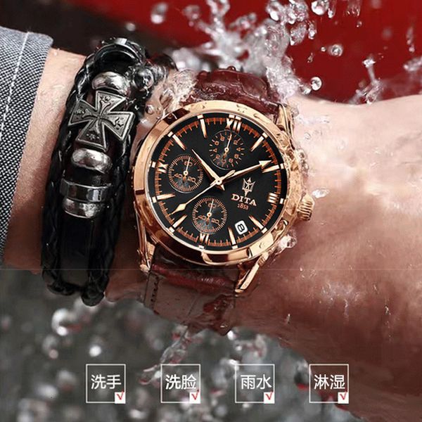 

dita watch six pin quartz waterproof men's non mechanical, Slivery;brown