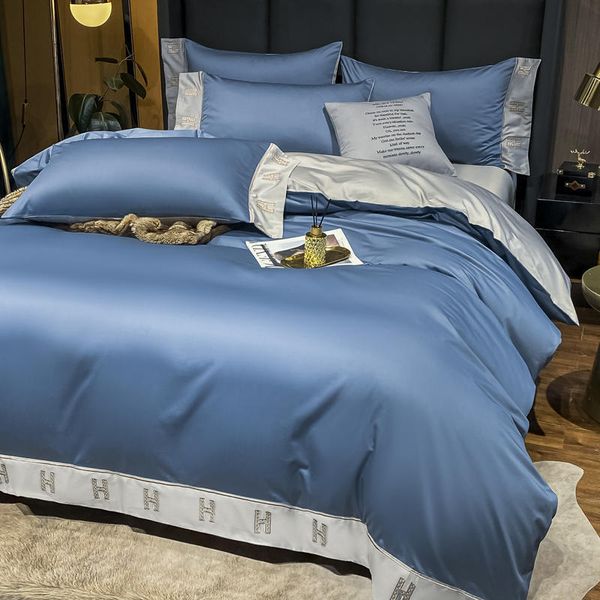 

light luxury 80 thread long staple four piece set of pure cotton fitted sheet, quilt cover, nordic el style bedding 4