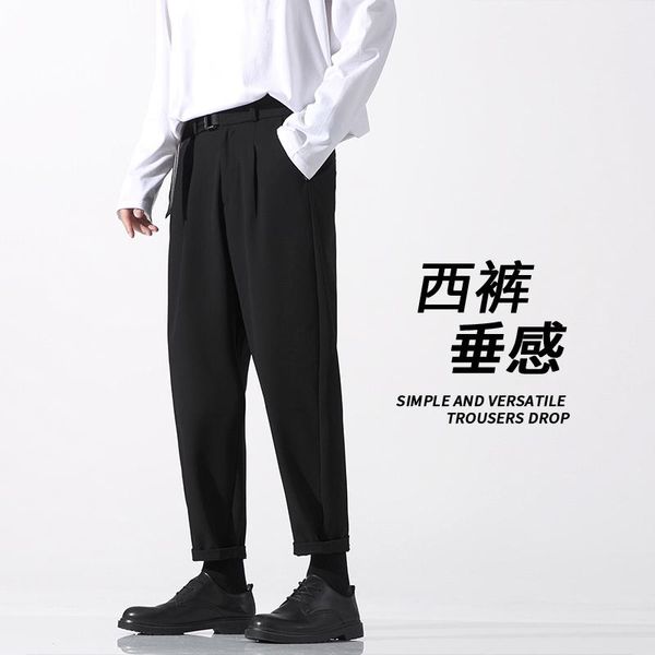 

men's suits & blazers hfyf black trousers spring and autumn casual loose straight business drape boys handsome long pants, White;black