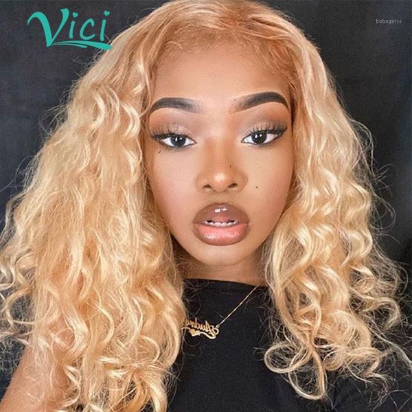 

honey blonde lace front wigs 360 colored human hair 27# color for women brazilian pre plcuked glueless deep wave wig1, Black;brown