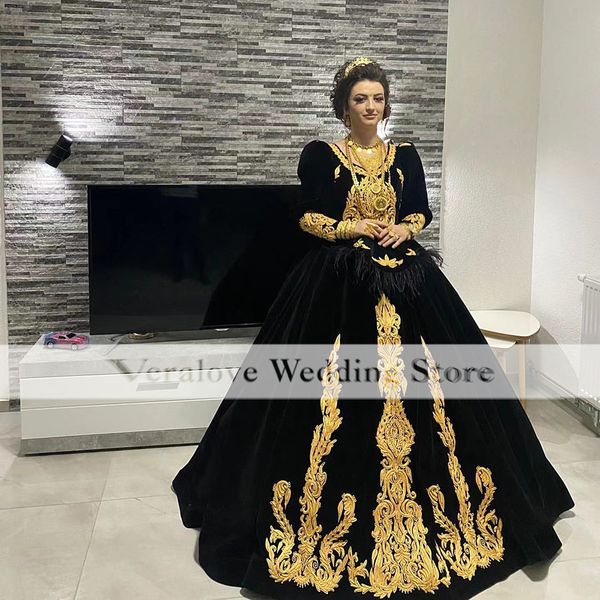 

formal robe de soirÃ©e de mariage black evening dresses fortraditional albanian scoop long sleeves ball gown prom dress party wear