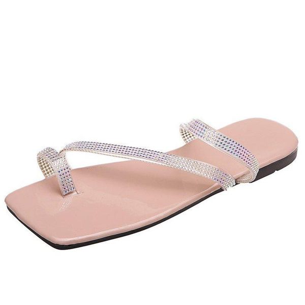 

slippers french one line sandals with square head and thick heel simple transparent strap foot slipper woman, Black