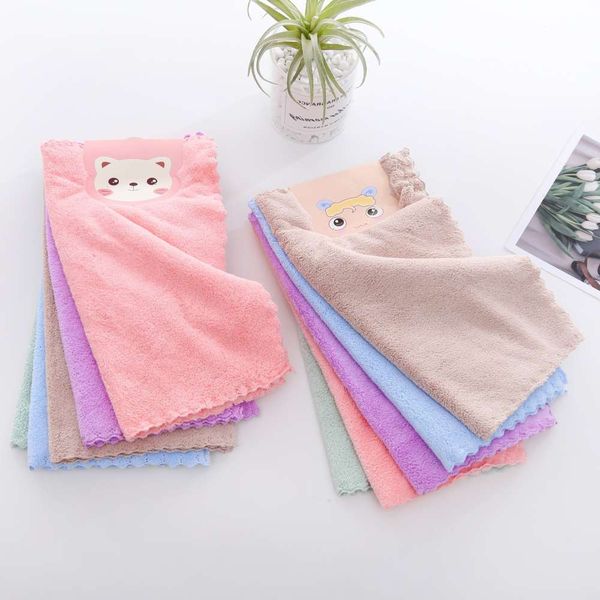 

coral velvet card 5 pack 30 * 30cm square children's small towel soft water absorbent multi-purpose handkerchief, White