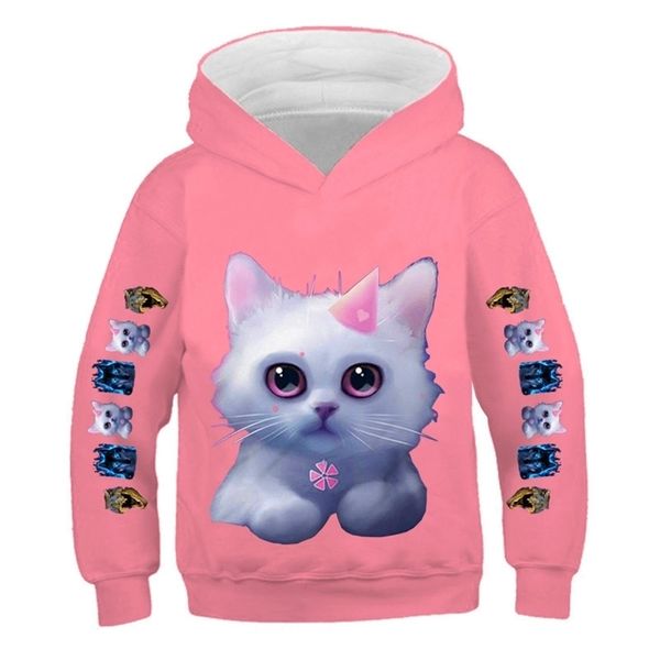 Menina roupas animais crianças 3d hoodie crianças inverno gato camisola animada e divertimento bebê pullover top camisetas de mujer 211111