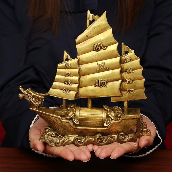 

decorative objects & figurines sailing ship statue feng shui decor for fortune, wealth and prosperity - gold boat dÃ©cor office