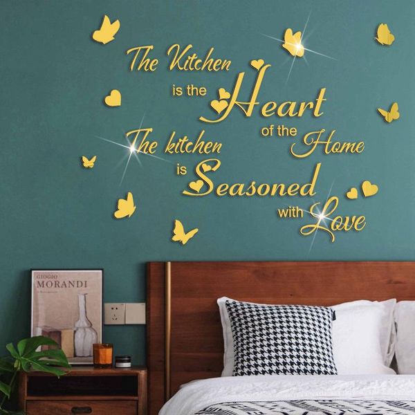 

wall stickers kitchen decoration butterfly 3d sticker acrylic mirror self-adhesive living room