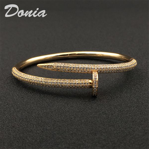 

donia jewelry luxury bangle party european and american fashion large nail classic micro-inlaid zircon designer bracelet gift, Black